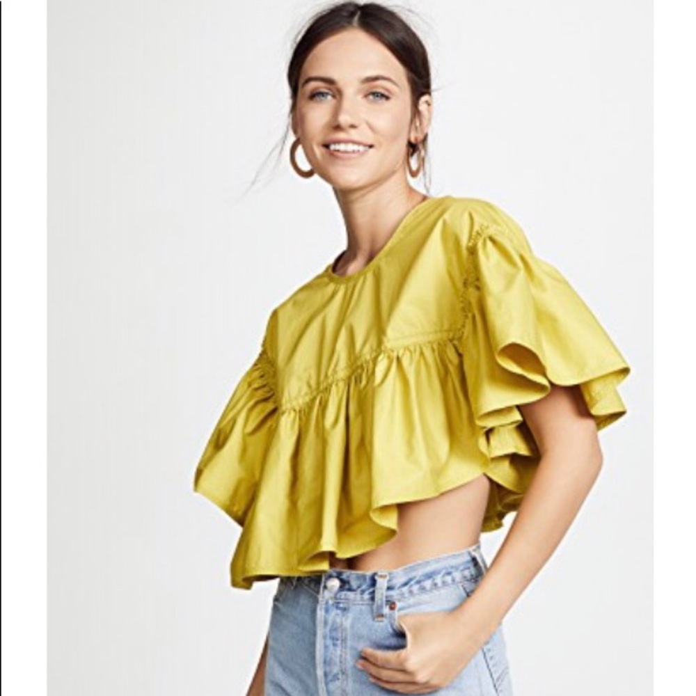 3.1 Phillip Lim Flamenco Top in Chartreuse, size 2
